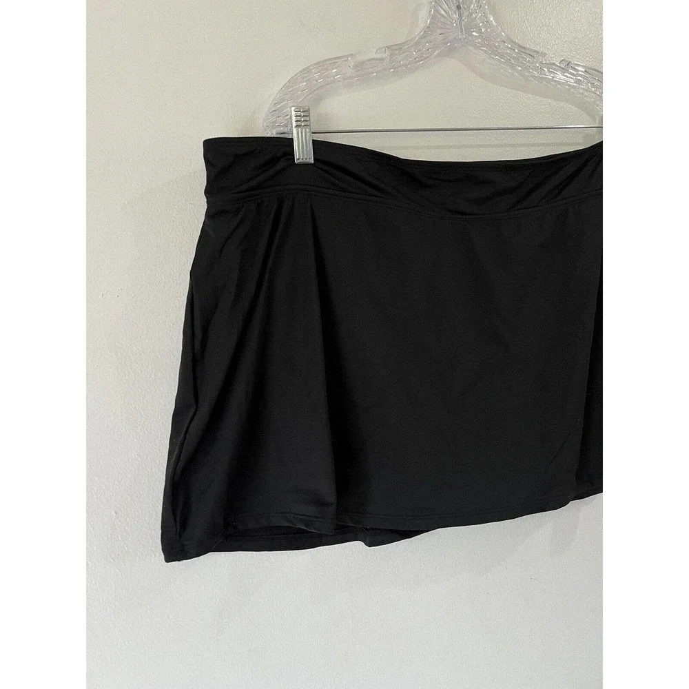 NWT Anne Cole Plus Solid Classic Black Modest Swim Skirt Skort Size 22w - Picture 5 of 8